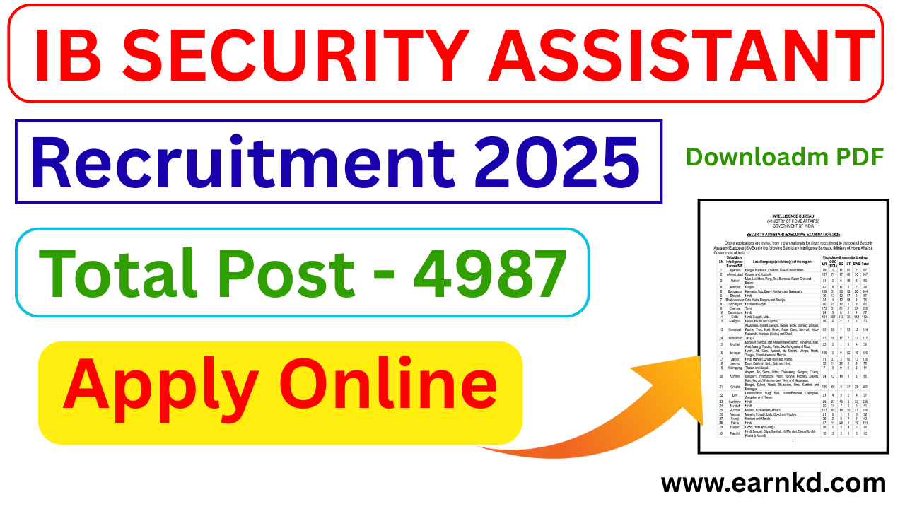 IB Security Assistant SA Recruitment 2025 Apply Online