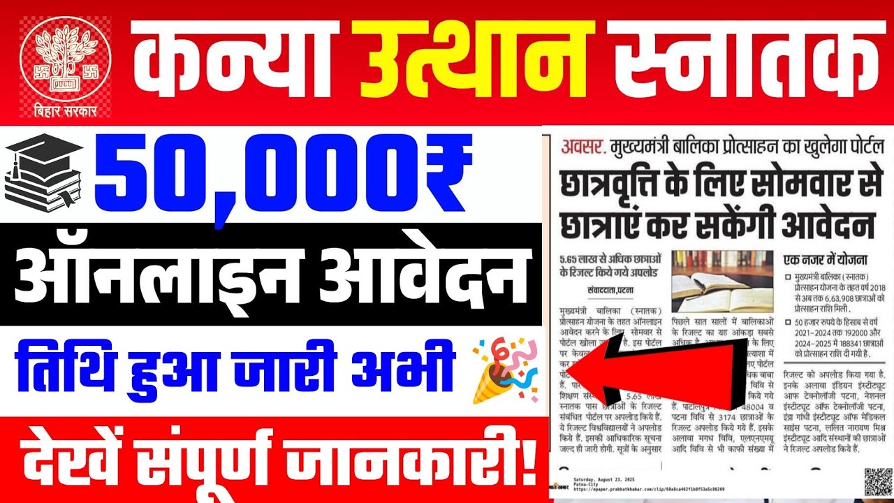 Bihar Graduation Pass 50000 Scholarship Online Apply 2025 – दस्तावेज,आवेदन प्रक्रिया,योग्य सभी जानकारी!