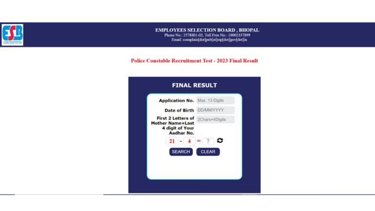 MP Police Constable Result 2025-26 Out Check Score Card Link Active