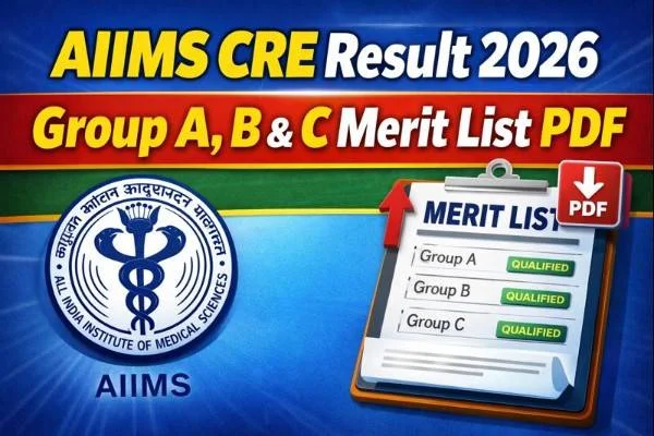 AIIMS CRE Result 2025-26 Out Group A, B & C Merit List PDF Best Link