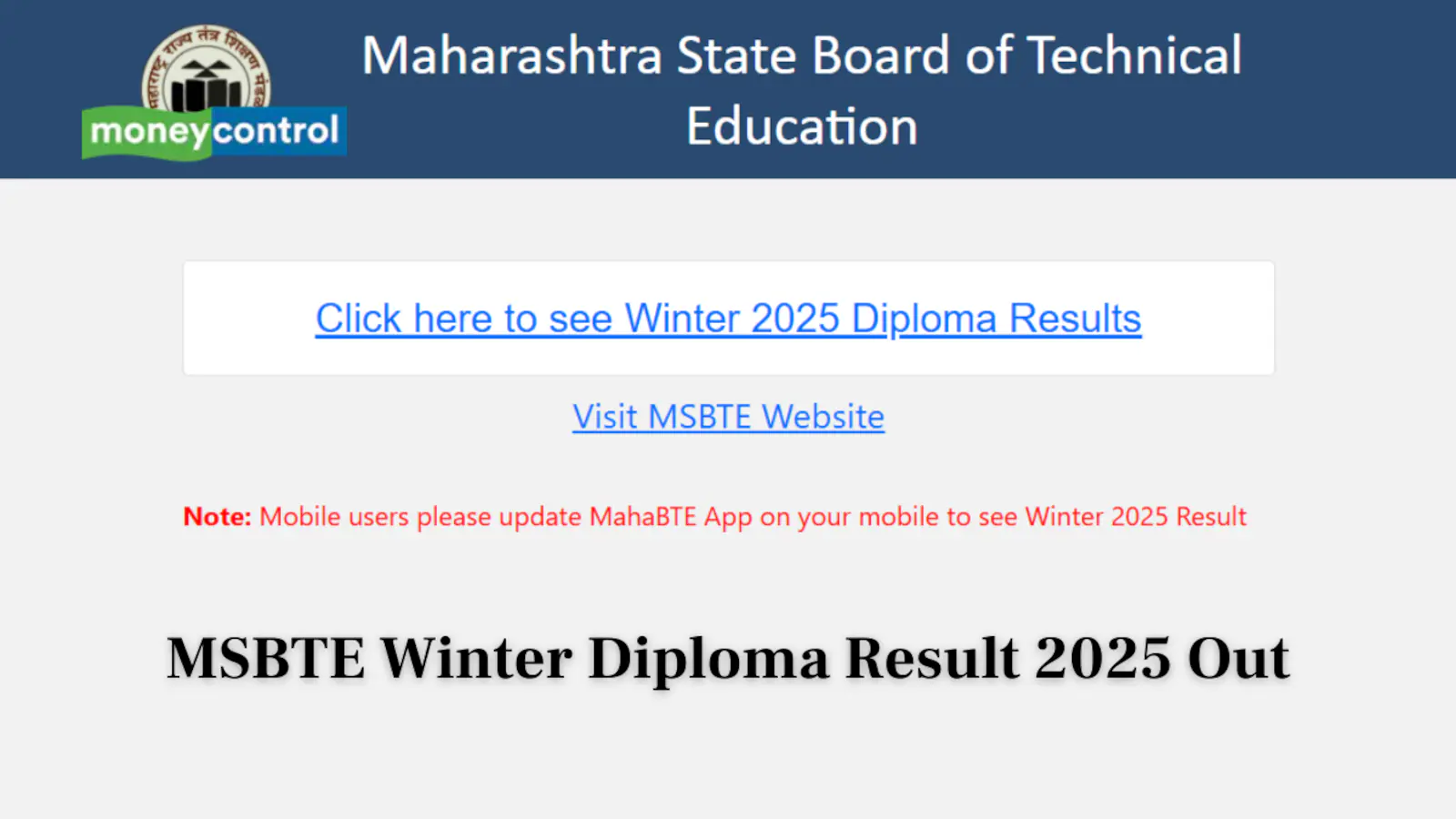 MSBTE Winter Diploma Result 2026 Out Check Score Best Link