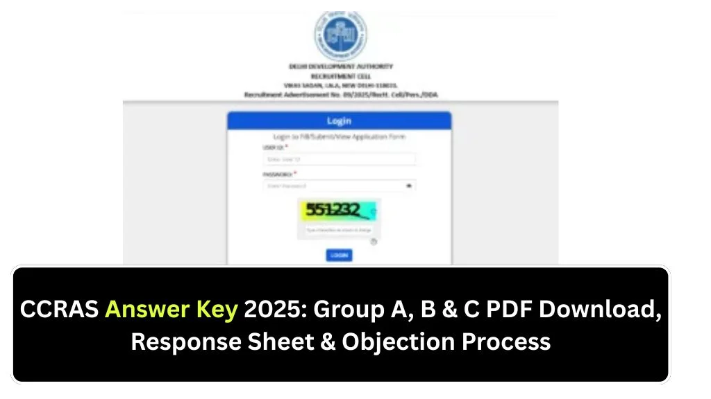 CCRAS Answer Key 2025: Group A, B & C PDF Download, Response Sheet & Objection Process