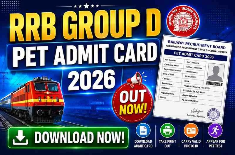 RRB Group D PET Admit Card 2026